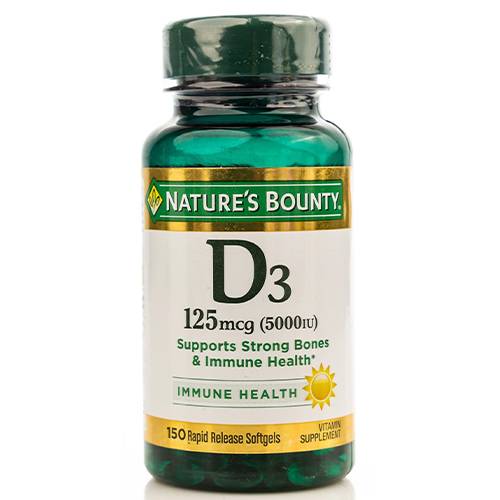 Nature's Bounty Vitamin D3 5000IU Dietary Supplement 150Capsules