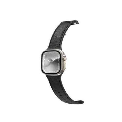 Amazing Thing Apple Watch Band Titan Swift Silicone Band with Leather Texture Black No.15543