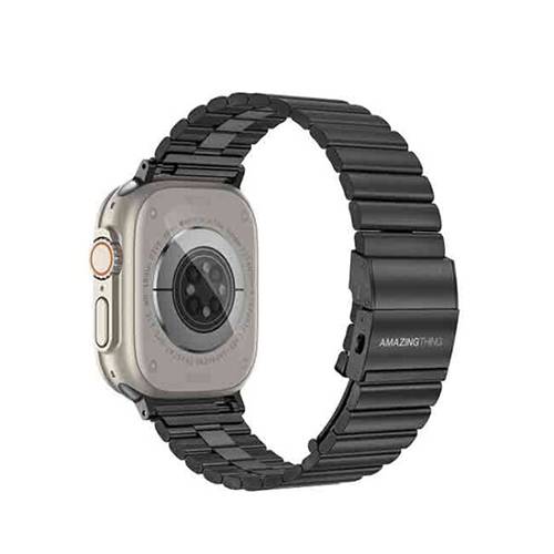 Amazing Thing Titan Steel Apple Watch Band Ergonomic Design for Allday Wear black No.15528
