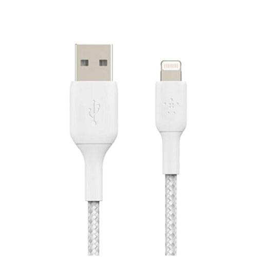 بيلكين كابل بووست تشارج USB A الى لايتنينج مضفر 15سم ابيض رقم.14190