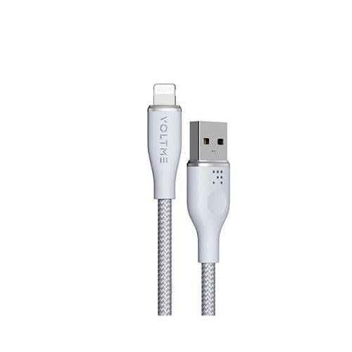 فولتمي كابل باورلينك رووج USB الى لايتنينج كيبل من النايلون المزدوج وموصل سبائك الزنك 1.2م رمادي رقم.15699