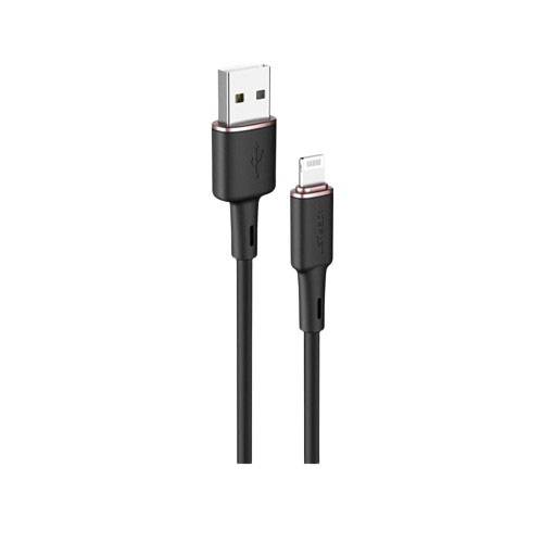 ايس فاست C2-02 كابل شحن ونقل بيانات من الزنك بطبقة سيليكون USB الى لايتنينج اسود رقم.15893