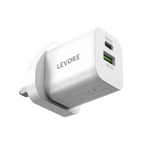 ليفوري شاحن جداري PD بمنفذ Type C و USB A بقوة 33واط ابيض رقم.15474