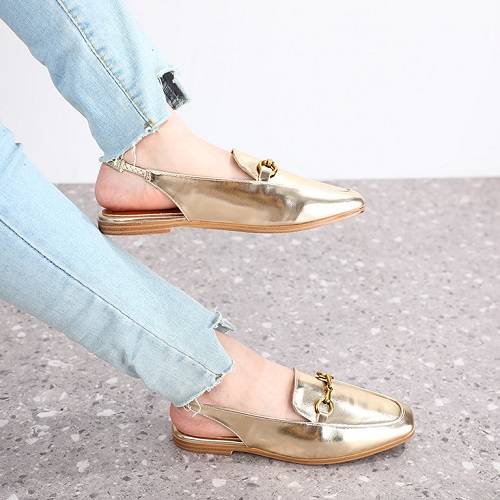 Sandal Flat Leather with Ring Golden