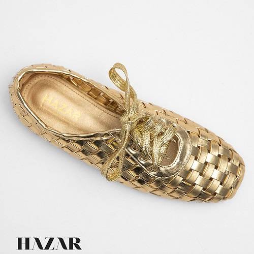 Leather Square Flats Golden