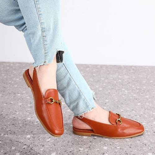 Sandal Flat Leather with Ring Hazel