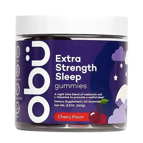 Obu Extra Strength Sleep Gummies Dietary Supplement for Promote Relaxation and Improve Quality of Sleep Cherry Flavor 60Gummies