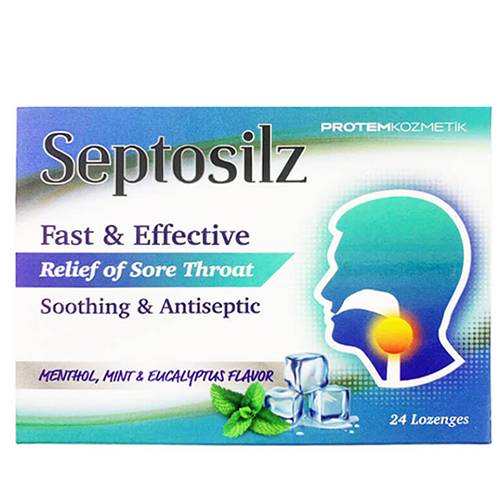 Septosilz to Relieve Sore Throat with Menthol and Mint and Eucalyptus 24Lozenges