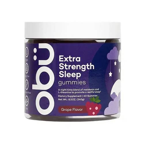 Obu Extra Strength Sleep Gummies Dietary Supplement for Promote Relaxation and Improve Quality of Sleep Grape Flavor 60Gummies